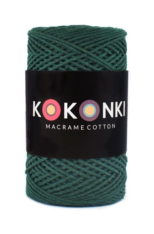 Sznurek Macrame Cotton by Kokonki / rolka 200 m / butelkowa zieleń (wiązany)