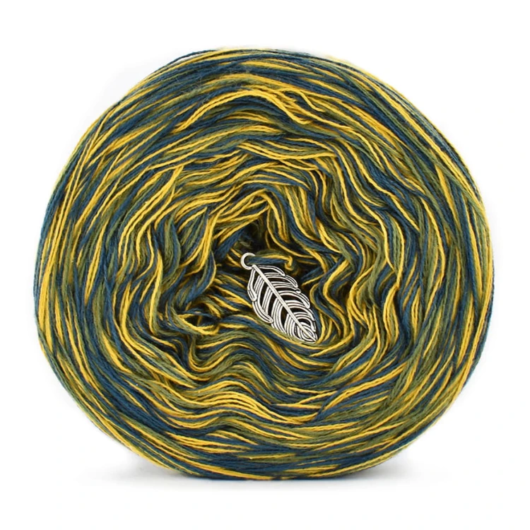 KOKONEK SIX S030 - Petrol/kurkuma/zieleń wojskowa, 6 nitek, 250 m, 100 g
