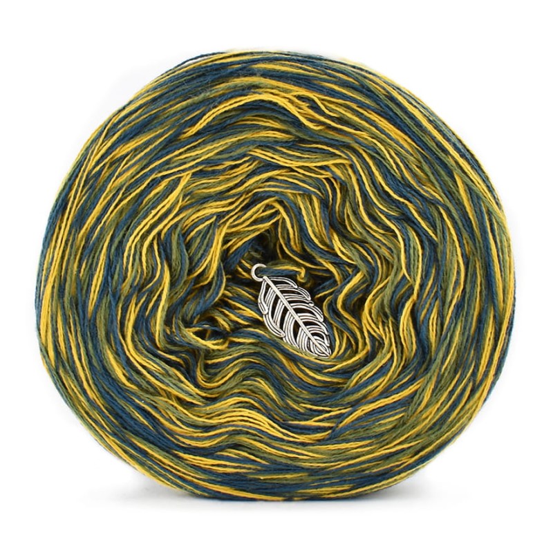 KOKONEK SIX S030 - Petrol/kurkuma/zieleń wojskowa, 6 nitek, 250 m, 100 g