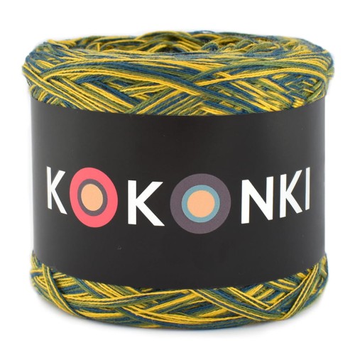 KOKONEK SIX S030 - Petrol/kurkuma/zieleń wojskowa, 6 nitek, 250 m, 100 g