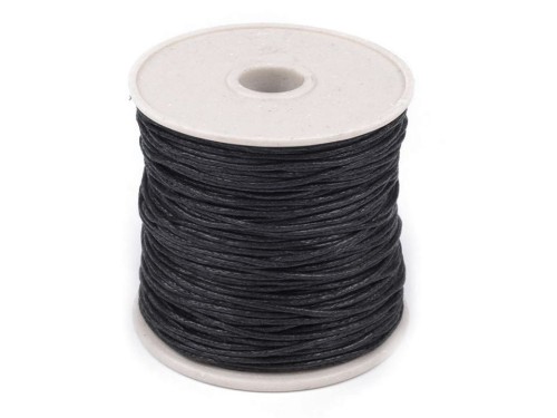 Sznurek bawełniany woskowany 1 mm / 20 m / czerń