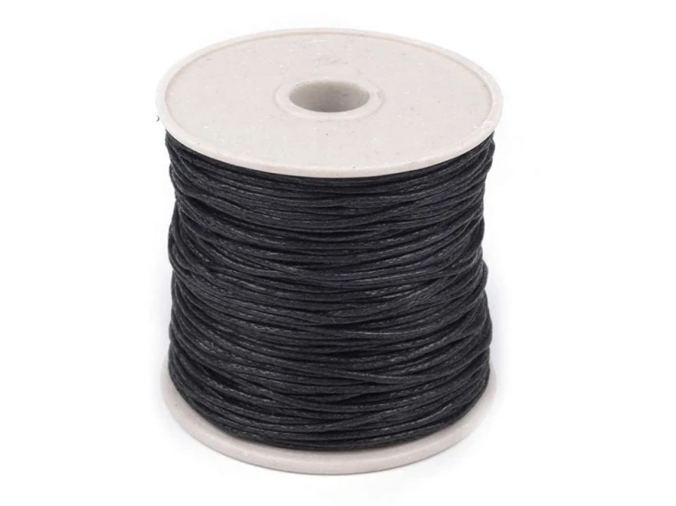 Sznurek bawełniany woskowany 1 mm / 20 m / czerń