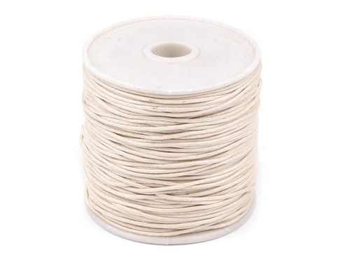 Sznurek bawełniany woskowany 1 mm / 20 m / złamana biel
