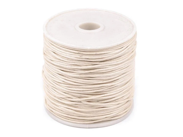 Sznurek bawełniany woskowany 1 mm / 20 m / złamana biel