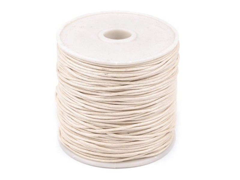 Sznurek bawełniany woskowany 1 mm / 20 m / złamana biel