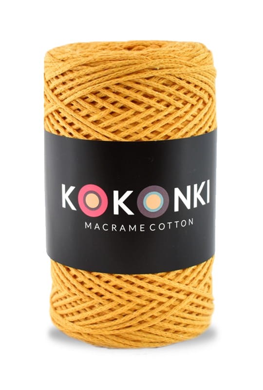 Sznurek Macrame Cotton by Kokonki / rolka 200 m / kurkuma (wiązany) / NOWY ODCIEŃ