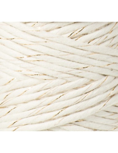 Sznurek skręcany bawełniany Bobbiny Macrame Cord / Naturalne Złoto / Golden Natural / 3mm / 100m + złoty LUREX