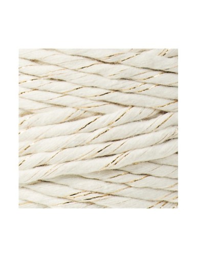 Sznurek skręcany bawełniany Bobbiny Macrame Cord / Naturalne Złoto / Golden Natural / 5mm / 100m + złoty LUREX