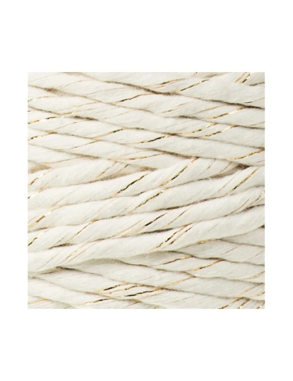 Sznurek skręcany bawełniany Bobbiny Macrame Cord / Naturalne Złoto / Golden Natural / 5mm / 100m + złoty LUREX