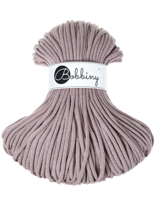 Sznurek pleciony bawełniany Bobbiny Premium / Perłowy / 5 mm / 100 m