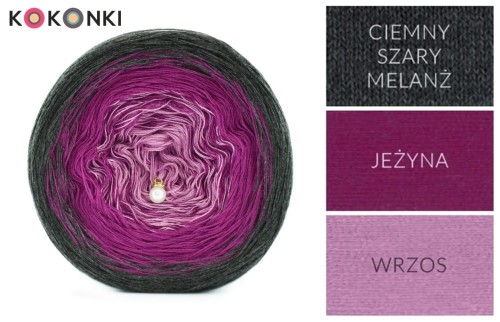 KOKONEK A174 Ciemny szary melanż/jeżyna/wrzos