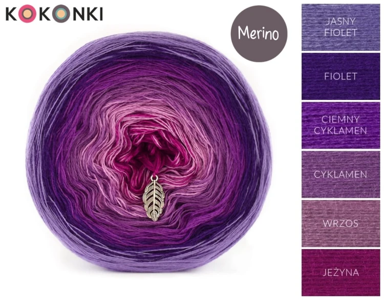 KOKONEK Merino 509 - Jasny fiolet/fiolet/ciemny cyklamen/cyklamen/wrzos/jeżyna