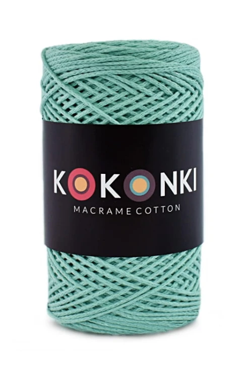 Sznurek Macrame Cotton by Kokonki / rolka 200 m / mięta (wiązany)