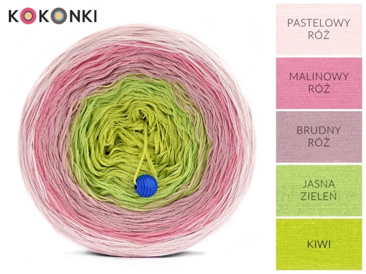 KOKONEK A099 Pastelowy róż/malinowy róż//brudny róż/jasna zieleń/kiwi