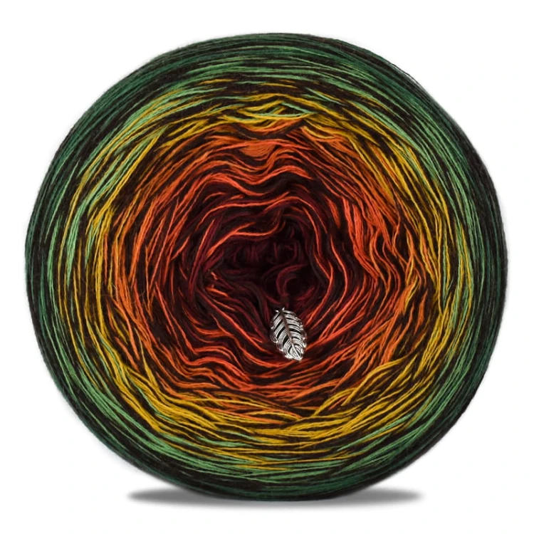 KOKONEK Merino Kish Rare R63 - Malachit/zieleń/musztarda/koniak/rudy/bordo + 2 nici ciemny brąz