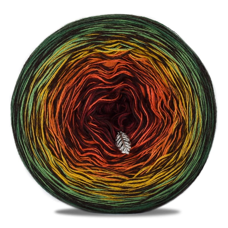 KOKONEK Merino Kish Rare R63 - Malachit/zieleń/musztarda/koniak/rudy/bordo + 2 nici ciemny brąz