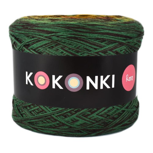 KOKONEK Merino Kish Rare R63 - Malachit/zieleń/musztarda/koniak/rudy/bordo + 2 nici ciemny brąz