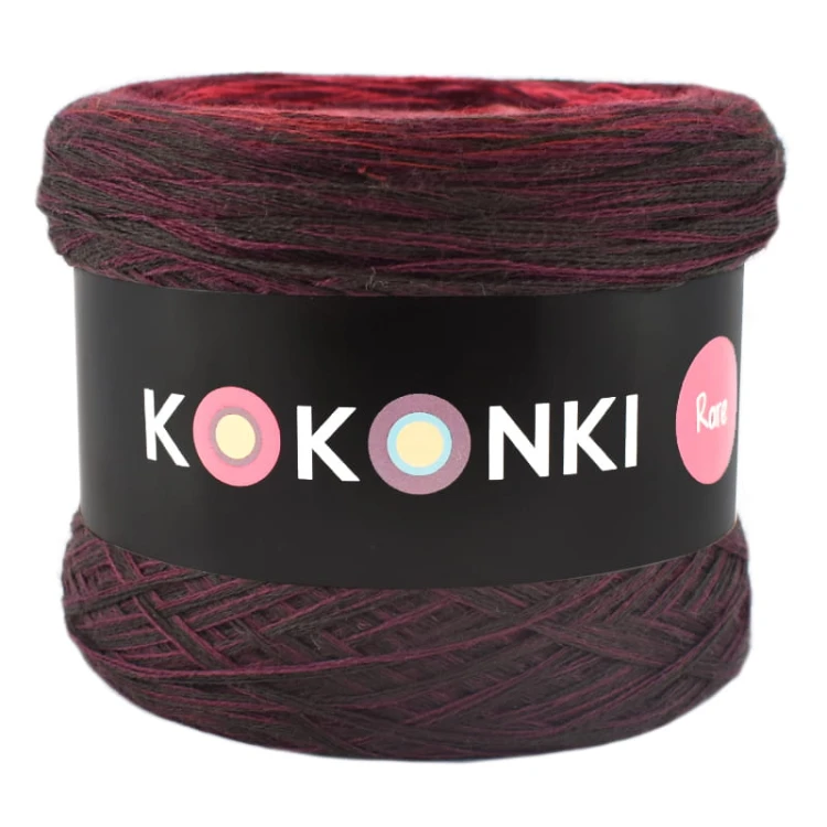 KOKONEK Merino Kish Rare R64 - Czekolada/bordo/rubin/malwa/zgaszona morela + 2 nici wino