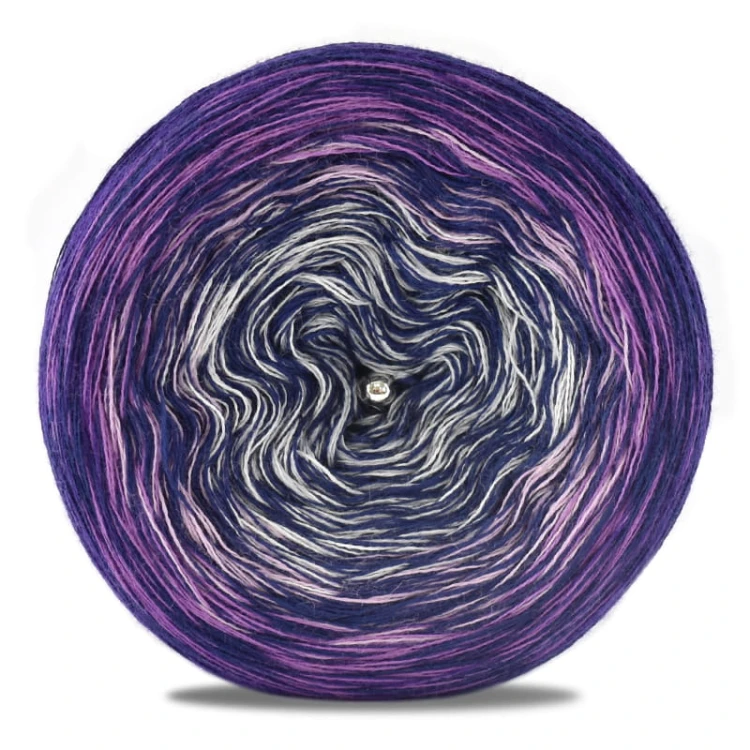 KOKONEK Merino Kish Rare R65 - Fiolet/cyklamen/ametyst/jasny szary melanż/szary + 2 nici granat
