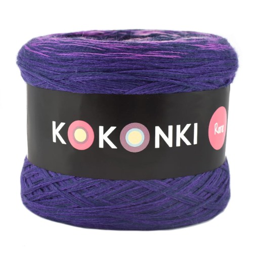 KOKONEK Merino Kish Rare R65 - Fiolet/cyklamen/ametyst/jasny szary melanż/szary + 2 nici granat