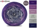 KOKONEK Merino Kish Rare R65 - Fiolet/cyklamen/ametyst/jasny szary melanż/szary + 2 nici granat