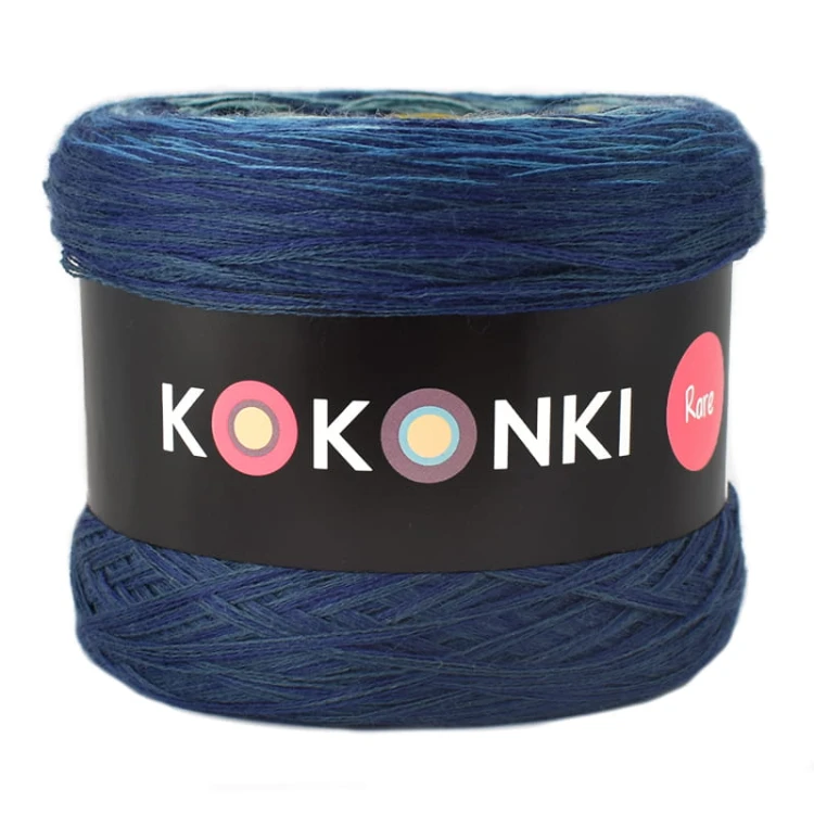 KOKONEK Merino Kish Rare R67 - Navy/petrol/patyna/złoty/pomarańcz/czerwony + 2 nici granat