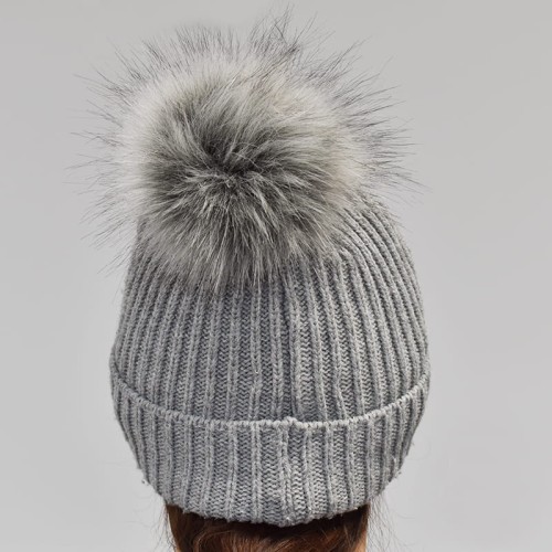 Pompon do czapki 12 cm / P-02 / szary