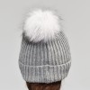 Pompon do czapki 12 cm / P-05 / biel z czernią