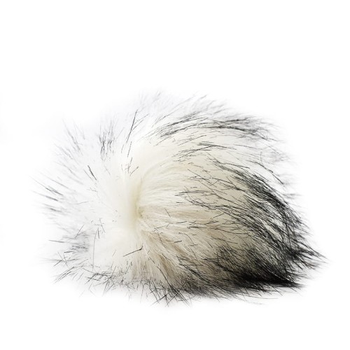 Pompon do czapki 12 cm / P-05 / biel z czernią