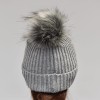 Pompon do czapki 12 cm / P-12 / czerń z szarym
