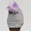 Pompon do czapki 12 cm / P-24 / jasny fiolet z czernią