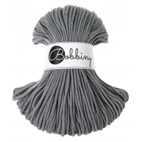Sznurek pleciony bawełniany Bobbiny Junior / Stalowy / Steel / 3 mm / 100 m