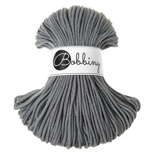 Sznurek pleciony bawełniany Bobbiny Junior / Stalowy / Steel / 3 mm / 100 m