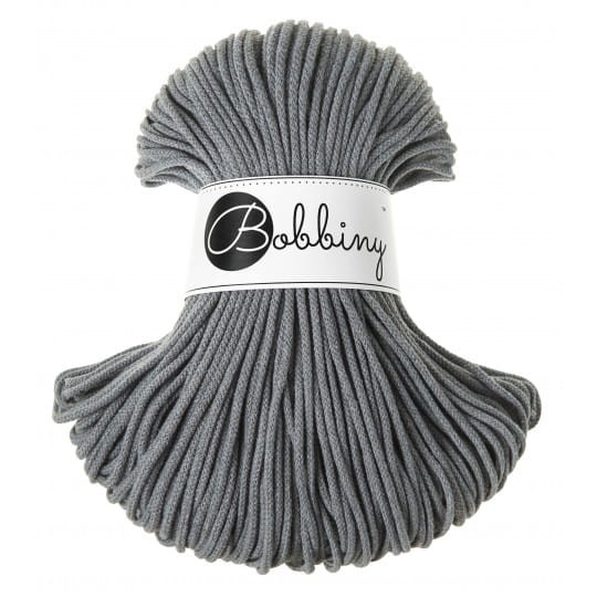 Sznurek pleciony bawełniany Bobbiny Junior / Stalowy / Steel / 3 mm / 100 m