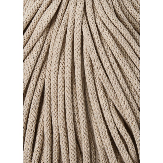 Sznurek pleciony bawełniany Bobbiny Premium / Beżowy / Beige / 5 mm / 100 m