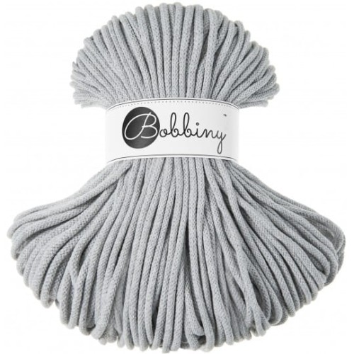 Sznurek pleciony bawełniany Bobbiny Premium / Jasny Szary / Light Grey / 5 mm / 100 m