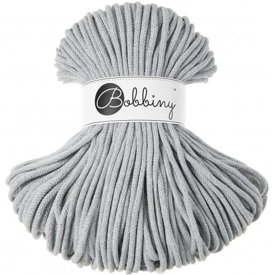 Sznurek pleciony bawełniany Bobbiny Premium / Jasny Szary / Light Grey / 5 mm / 100 m