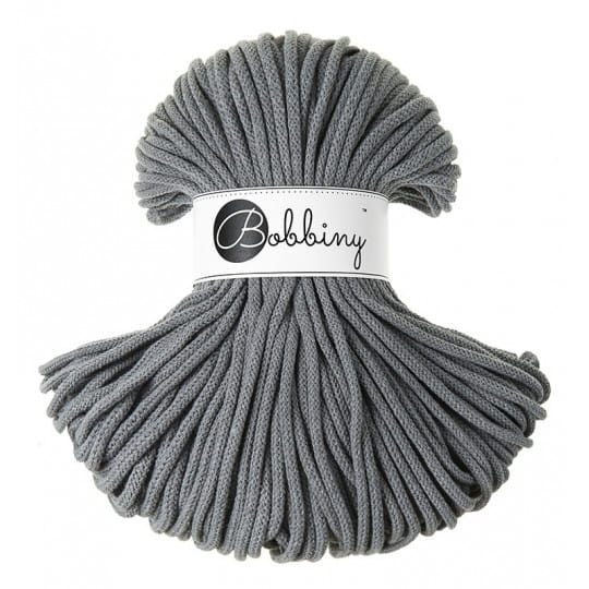 Sznurek pleciony bawełniany Bobbiny Premium / Stalowy / Steel / 5 mm / 100 m