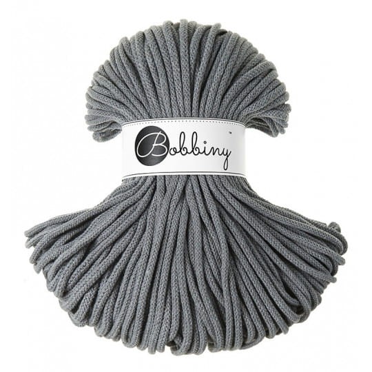 Sznurek pleciony bawełniany Bobbiny Premium / Stalowy / Steel / 5 mm / 100 m