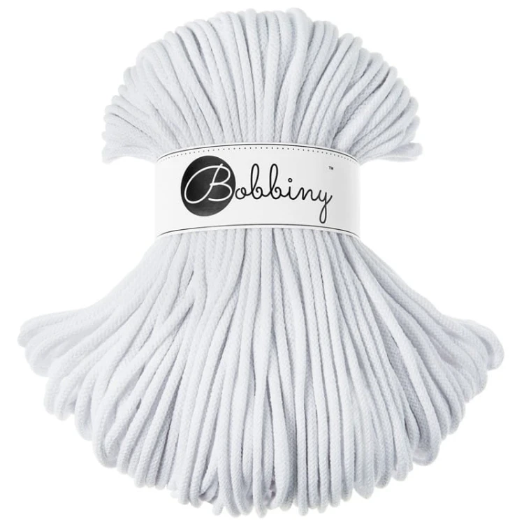 Sznurek pleciony bawełniany Bobbiny Premium Biały / White / 5 mm / 100 m