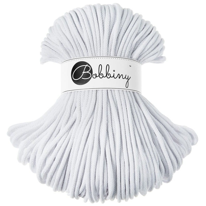 Sznurek pleciony bawełniany Bobbiny Premium Biały / White / 5 mm / 100 m