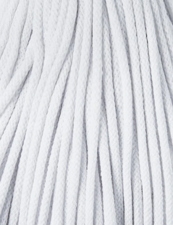Sznurek pleciony bawełniany Bobbiny Premium Biały / White / 5 mm / 100 m