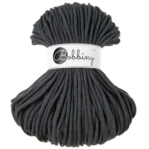 Sznurek pleciony bawełniany Bobbiny Premium / Grafitowy / Charcoal / 5mm / 100m