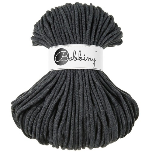 Sznurek pleciony bawełniany Bobbiny Premium / Grafit / Charcoal / 5 mm / 100 m
