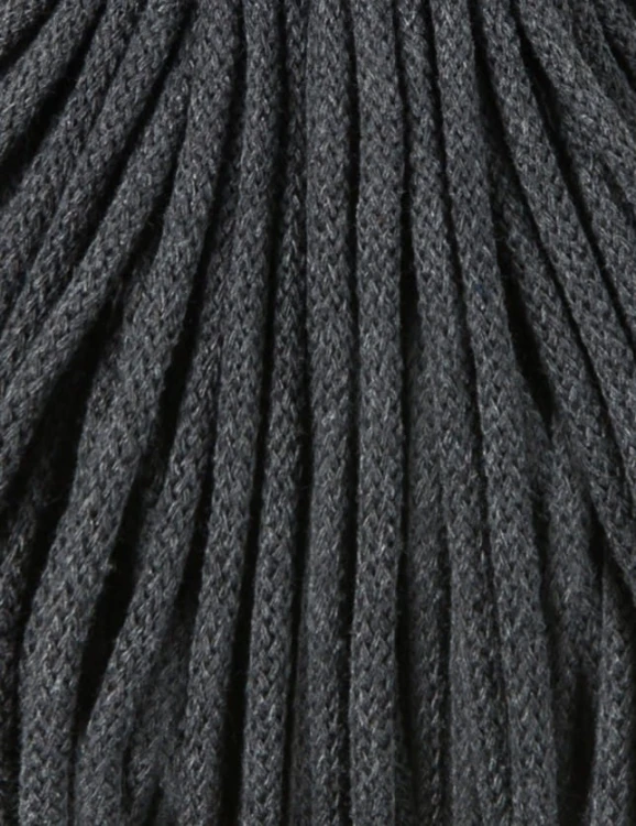 Sznurek pleciony bawełniany Bobbiny Premium / Grafit / Charcoal / 5 mm / 100 m