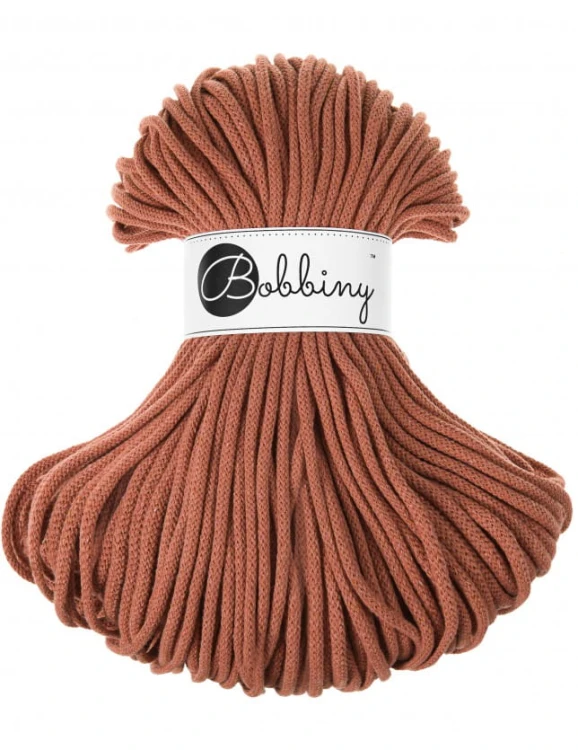 Sznurek pleciony bawełniany Bobbiny Premium / Terracotta / 5 mm / 100 m