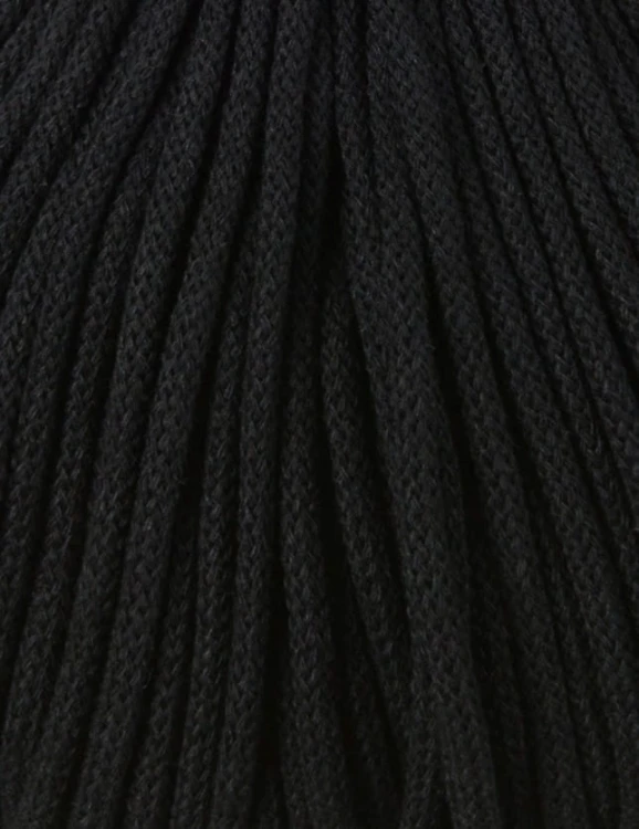 Sznurek pleciony bawełniany Bobbiny Premium / Czarny / Black /  5 mm / 100 m