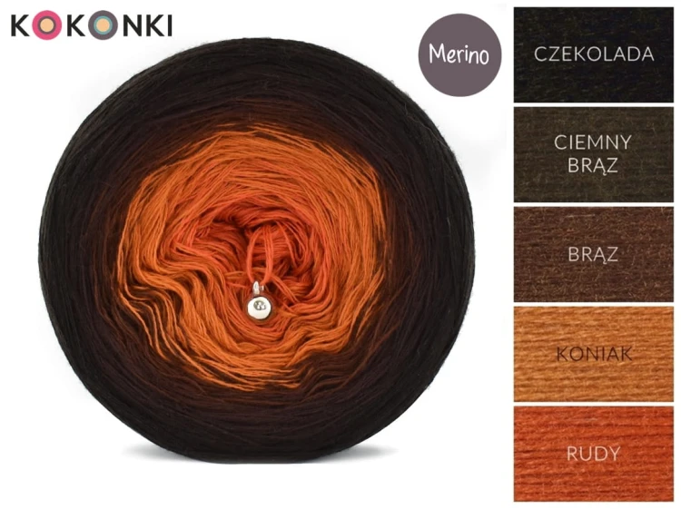 KOKONEK Merino 638 - Czekolada/ciemny brąz/brąz/koniak/rudy