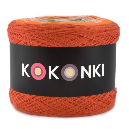 KOKONEK Merino 641 - Rudy/pomarańcz/biel/zieleń/paproć