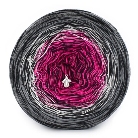 KOKONEK Kish Rare Classic R73 - Średni szary melanż/średni szary/jasny szary/ultra róż/gorący róż + 2 nitki czerń